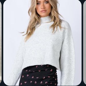 Princess Polly Gray knit crop turtle neck